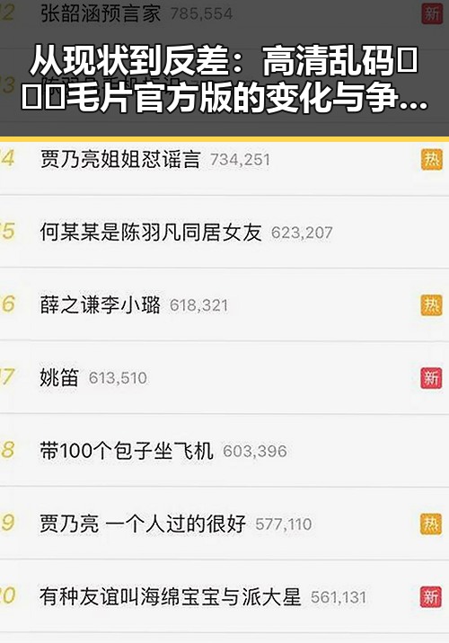 从现状到反差：高清乱码🔞❌♋毛片官方版的变化与争议